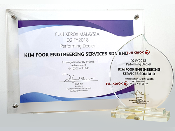 Fuji Xerox copier Authorised Dealers Malaysia Award Q2 2018
